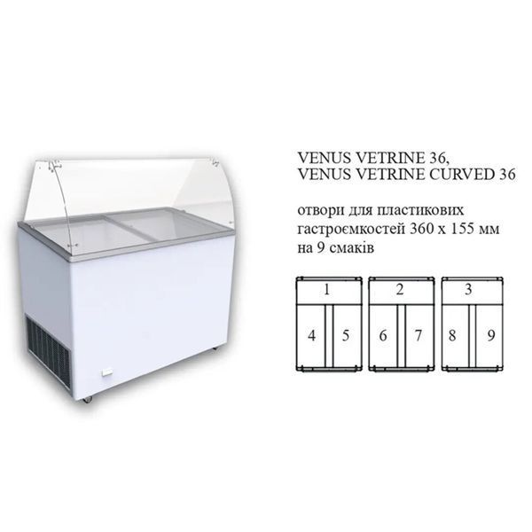 Морозильная витрина для мороженого VENUS 36 VETRINE ECONOMY Crystal (прямое стекло, без задних дверей-запасника) (BQ)010554 фото