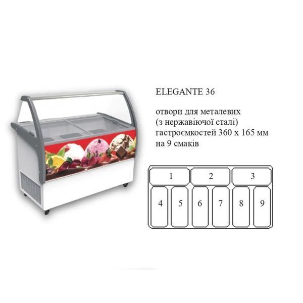Морозильная витрина для мороженого VENUS ELEGANTE 36 Crystal (9 вкусов) (BQ)010557 фото